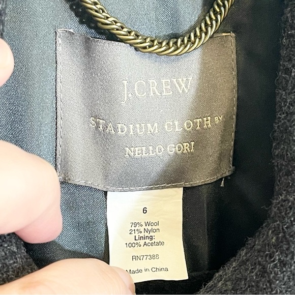 J Crew Stadium Cloth by Nello Gori Grey Wool Blend Peacoat Size 6 - Picture 12 of 16